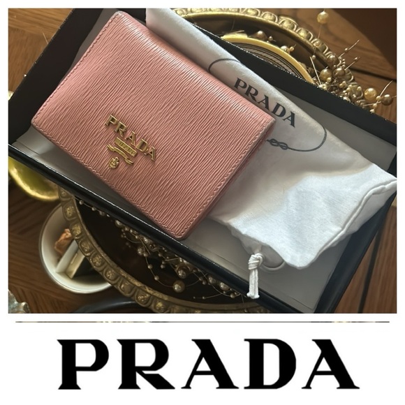 Prada Handbags - PRADA Saffiano Pink Leather Bifold Wallet